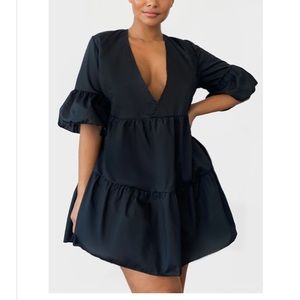 V-neck Tiered Smock Dress